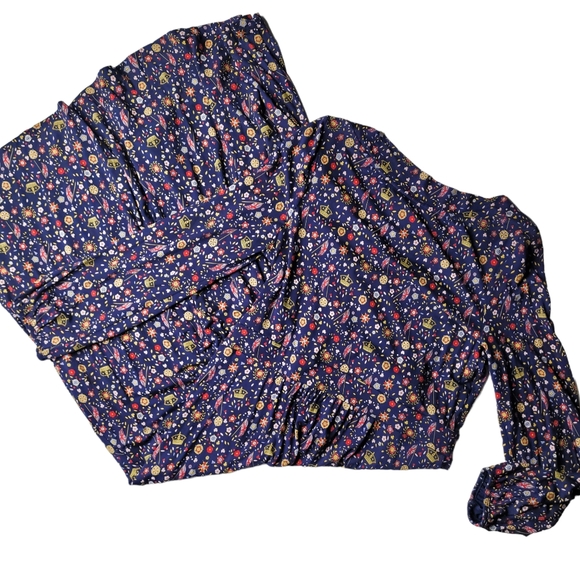 Boden Boden | Navy Crown Ditsy Sasha Pocket Long-Sleeve Dress Size 12 Long - Picture 6 of 7